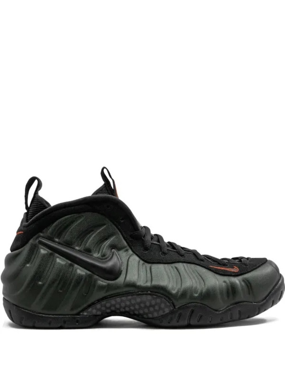 Nike Air Foamposite Pro Sequoia Green Black Orange Sneakers Size 7Y 644792-300